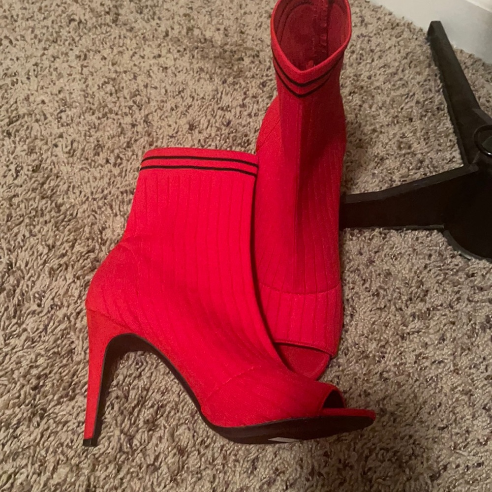 Red Sweater Ankle Bootie
